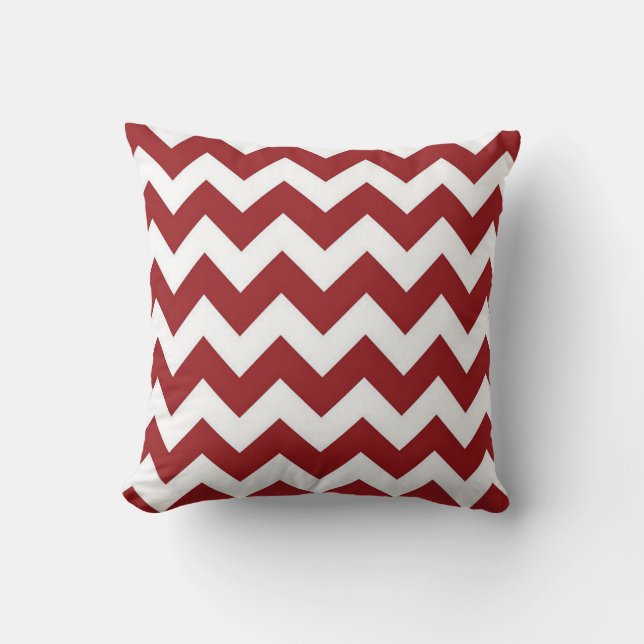 Röd Chevron Bomullskastkudde 40 cm x 40 cm Kudde (Framsida)