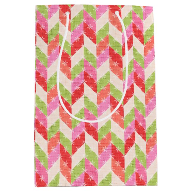 Röd chevron glittrande presentpåse (Framsidan)