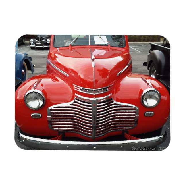 Röd Chevy Coupé Magnet (Horisontell)