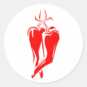 röd chili pepper två dans abstrakt runt klistermärke