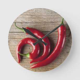 Röd Chilipeppar Rund Klocka