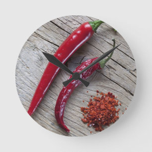 Röd Chilipeppar Rund Klocka