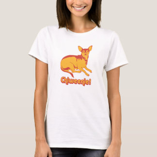 Röd Chiweenie T-tröja - popkonst - och guld - T-shirt
