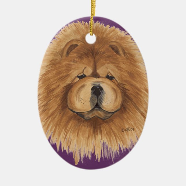 röd chowprydnad julgransprydnad keramik (Framsidan)