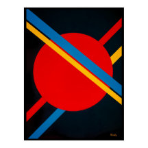 Röd cirkel med blå och Gult Diagonals Bauhaus