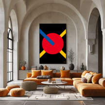 Röd cirkel med blå och Gult Pub Bauhaus