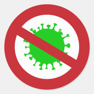 Röd cirkel nr Virus med Grönt Germ Runt Klistermärke