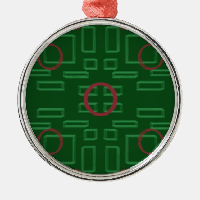 Röd cirkel på Grönt Geometric Ornament (Framsidan)