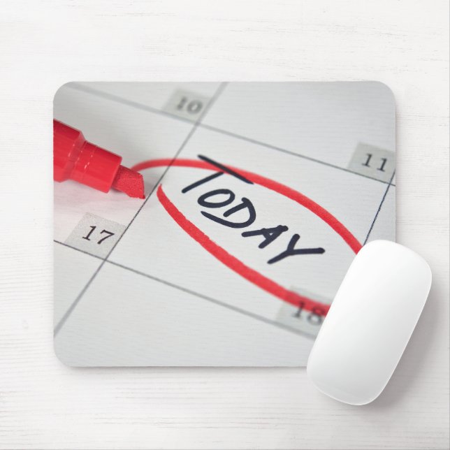 Röd cirkel på kalender musmatta (Med mus)
