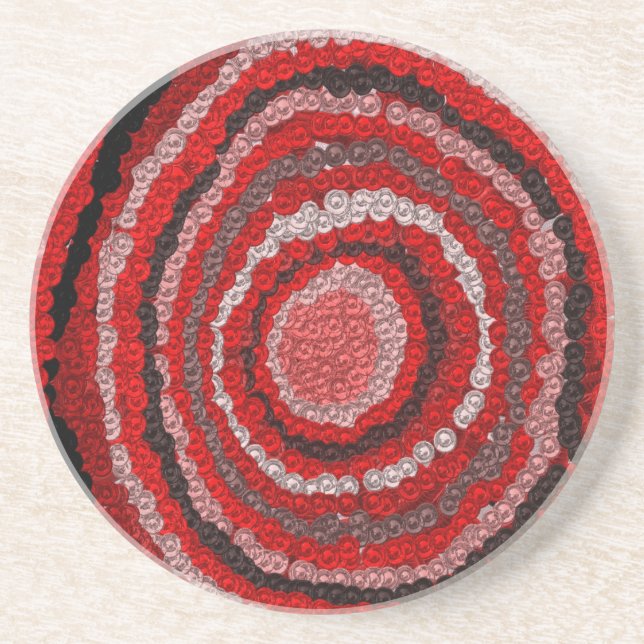 Röd cirkulär designer Mönster Underlägg (Framsidan)