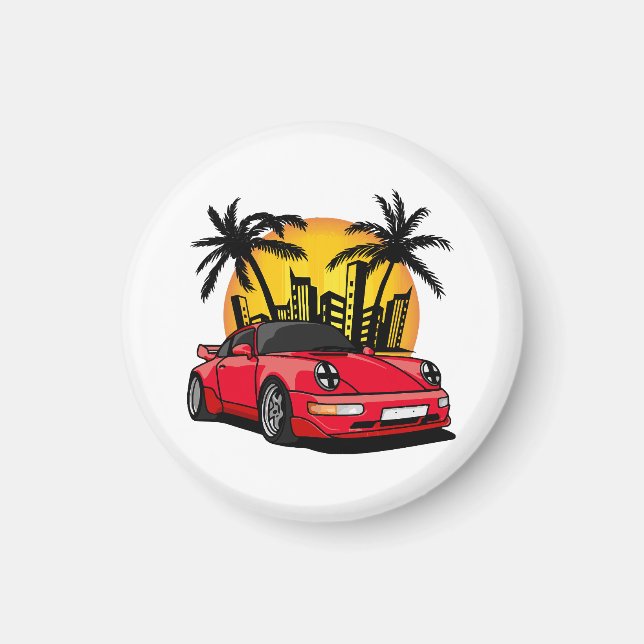 Röd Classic Carrera i City Sunset Magnet (Framsidan)