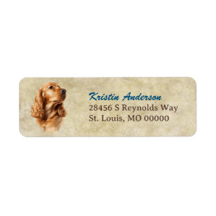 Röd Cocker Spaniel Porträtt Returadress Etikett