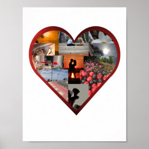 Röd Collage för hjärtaramfoto Poster