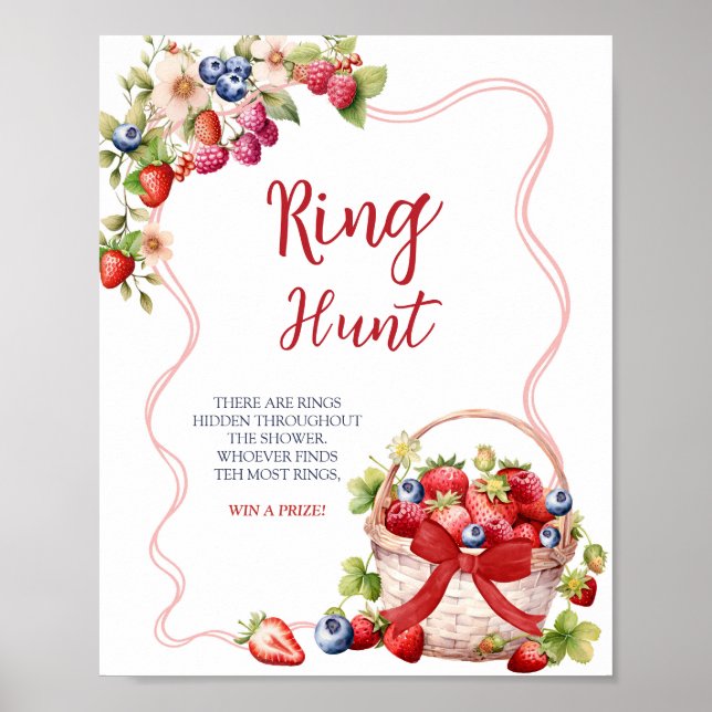 Röd Coquette Berry In Love Ringjakt Spelskylt Poster (Framsidan)