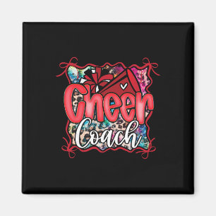 Röd Coquette Cheer Coach Pappa Cheerleading Pom Me Magnet