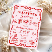 Röd Coquette Galentine's Tjejkvällsfest