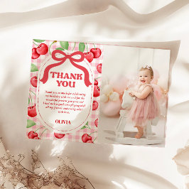 Röd Coquette-slöja Körsbär Födelsedagsfoto Tack Kort