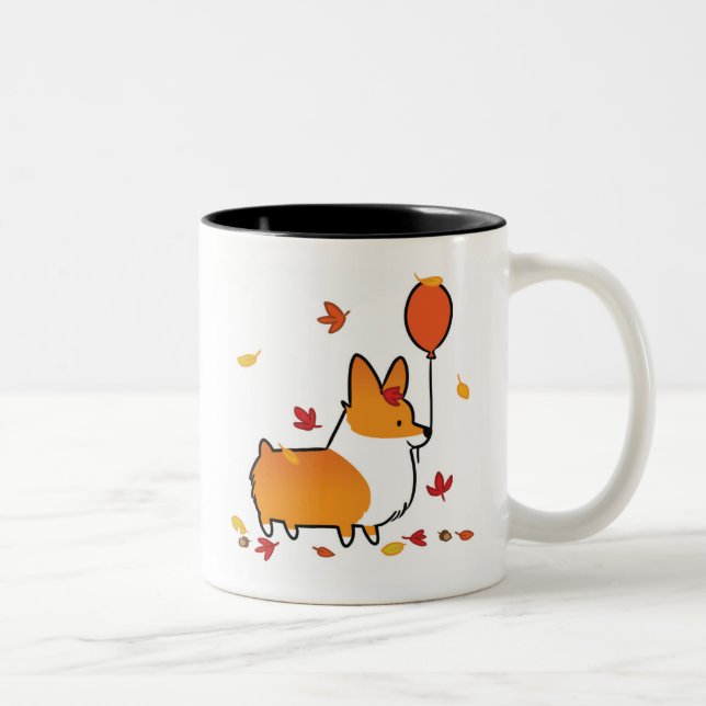 Röd Corginedgång in i höstmugg | CorgiThings Två-Tonad Mugg (Höger)