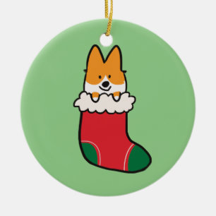 Röd Corgistrumpaprydnad CorgiThings Julgransprydnad Keramik