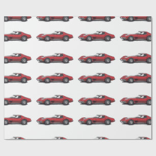 Röd Corvette-inpackningspapper Presentpapper