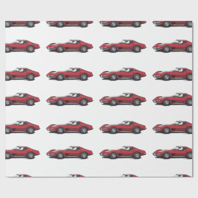Röd Corvette-inpackningspapper Presentpapper (Platt)
