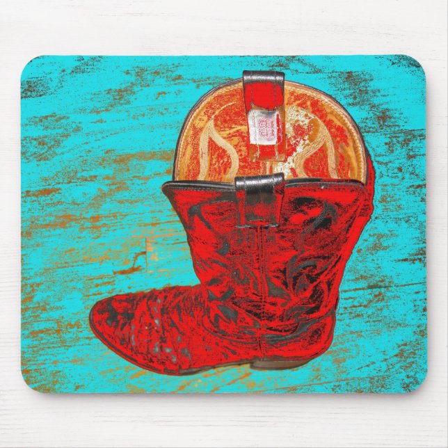 Röd Cowboykänga Mousepad Musmatta (Framsidan)