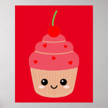 Röd Cupcake Print, Efterrättstema