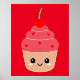 Röd Cupcake Print, Efterrättstema Poster