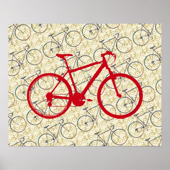 röd cykel. Cykeldecor Poster (Framsidan)