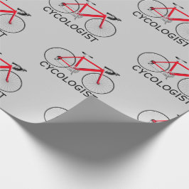Röd cykel med cykolog Text på grått Presentpapper