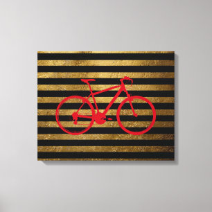 röd cykel och gyllene/svarta rand canvastryck