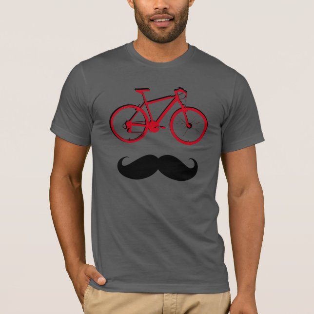 röd cykel och mustasch t shirt (Framsida)