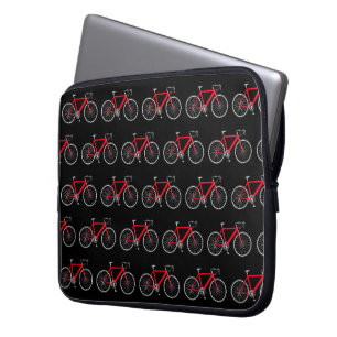 Röd cykel på svart laptop fodral
