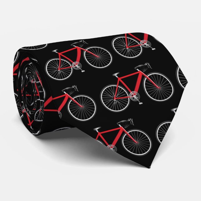 Röd cykel på svart slips (Rullad)