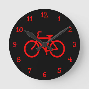 Röd cykel rund klocka