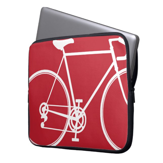 Röd cykeldesignlaptop sleeve (Framsidan Vänster)