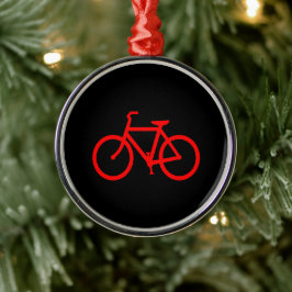 Röd cykelgrafik julgransprydnad metall