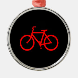 Röd cykelgrafik julgransprydnad metall
