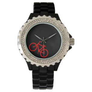 Röd cykelrutt armbandsur