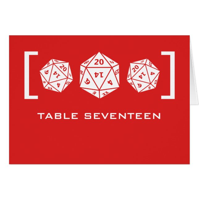 Röd D20-Bordsnummer för spelspelare Hälsningskort (Framsidan Horizontal)