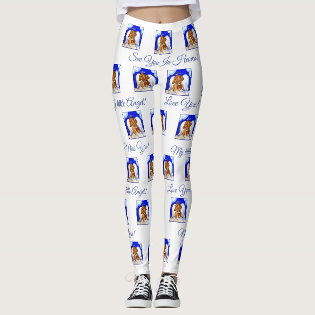 Röd Dachshund ÄNGEL Leggings (Framsida)