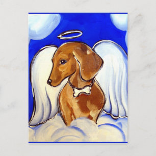 Röd Dachshund Ängel Vykort
