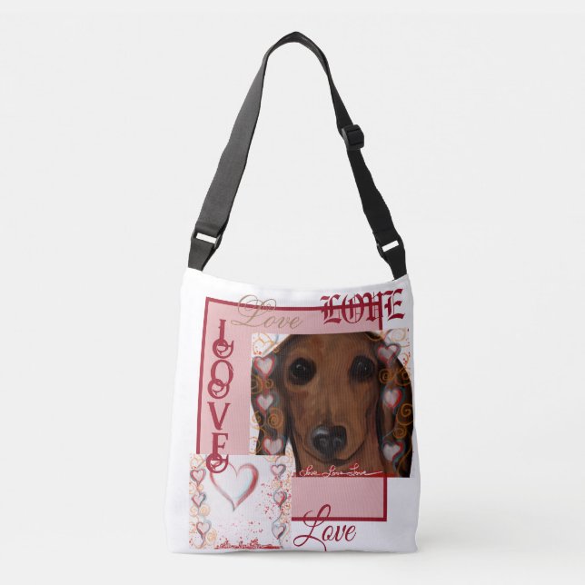 Röd Dachshund   Axelväska (Framsida)