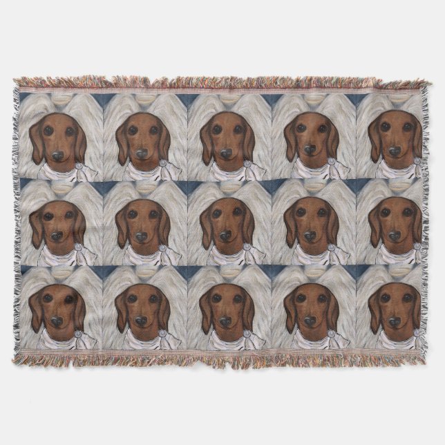 Röd Dachshund Filt (Framsidan)