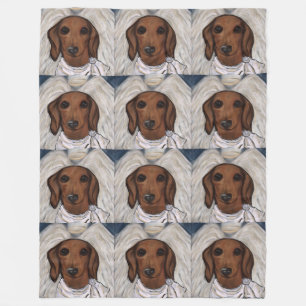Röd Dachshund Fleecefilt