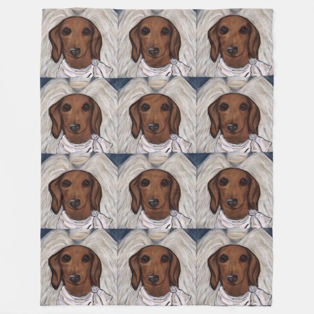 Röd Dachshund Fleecefilt (Framsidan)