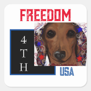 Röd Dachshund      Fyrkantigt Klistermärke