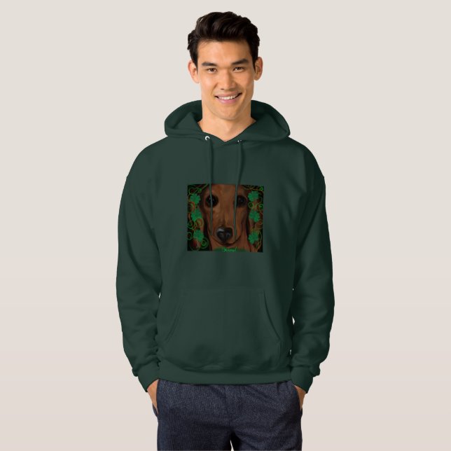 Röd Dachshund    Hoodie (Hel framsida)