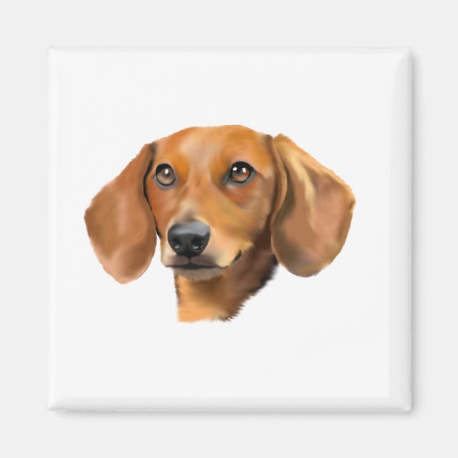 Röd Dachshund Hund Magnet (Framsidan)