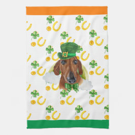 Röd Dachshund Jul Hem Inredning St Patricks Day Kökshandduk